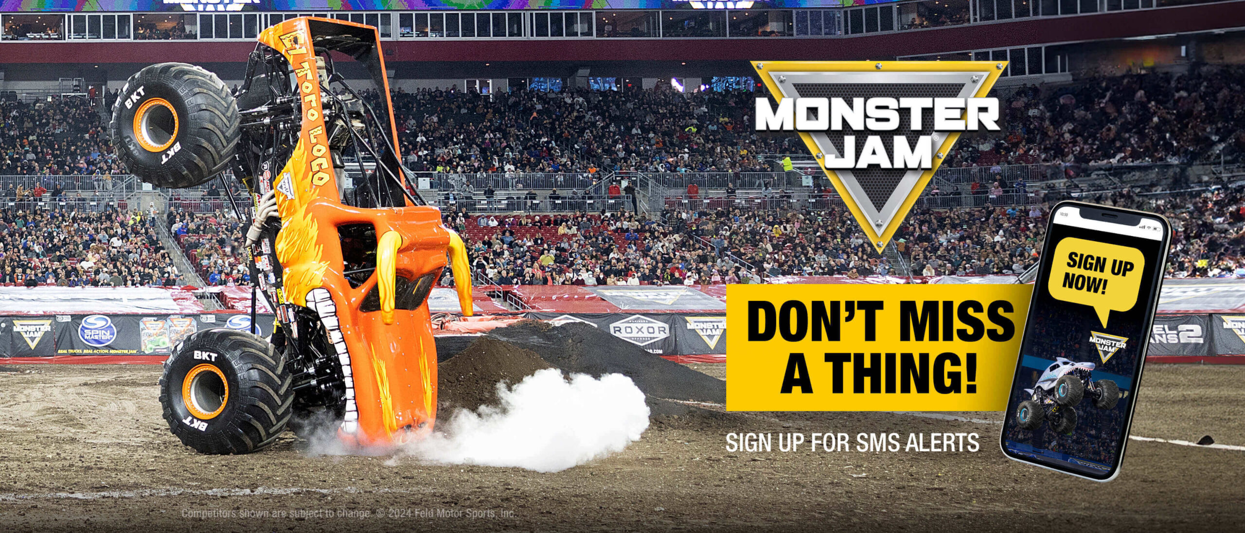 Image of El Toro Loco with caption: Monster Jam - Don't Miss a Thing - Sign up for SMS alerts