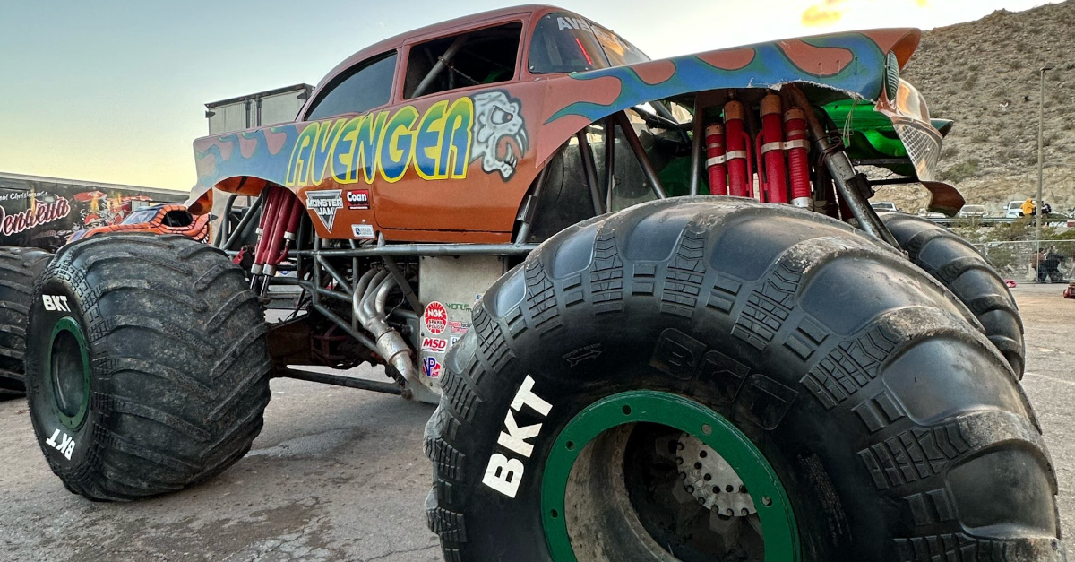 Avenger Monster Jam truck in El Paso with throwback paint