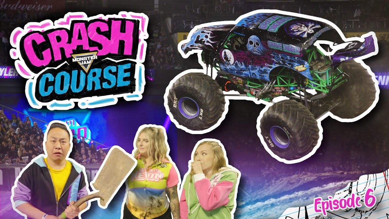 Monster Jam Crash Course Episode 6 graphic with Grave Digger Nitro