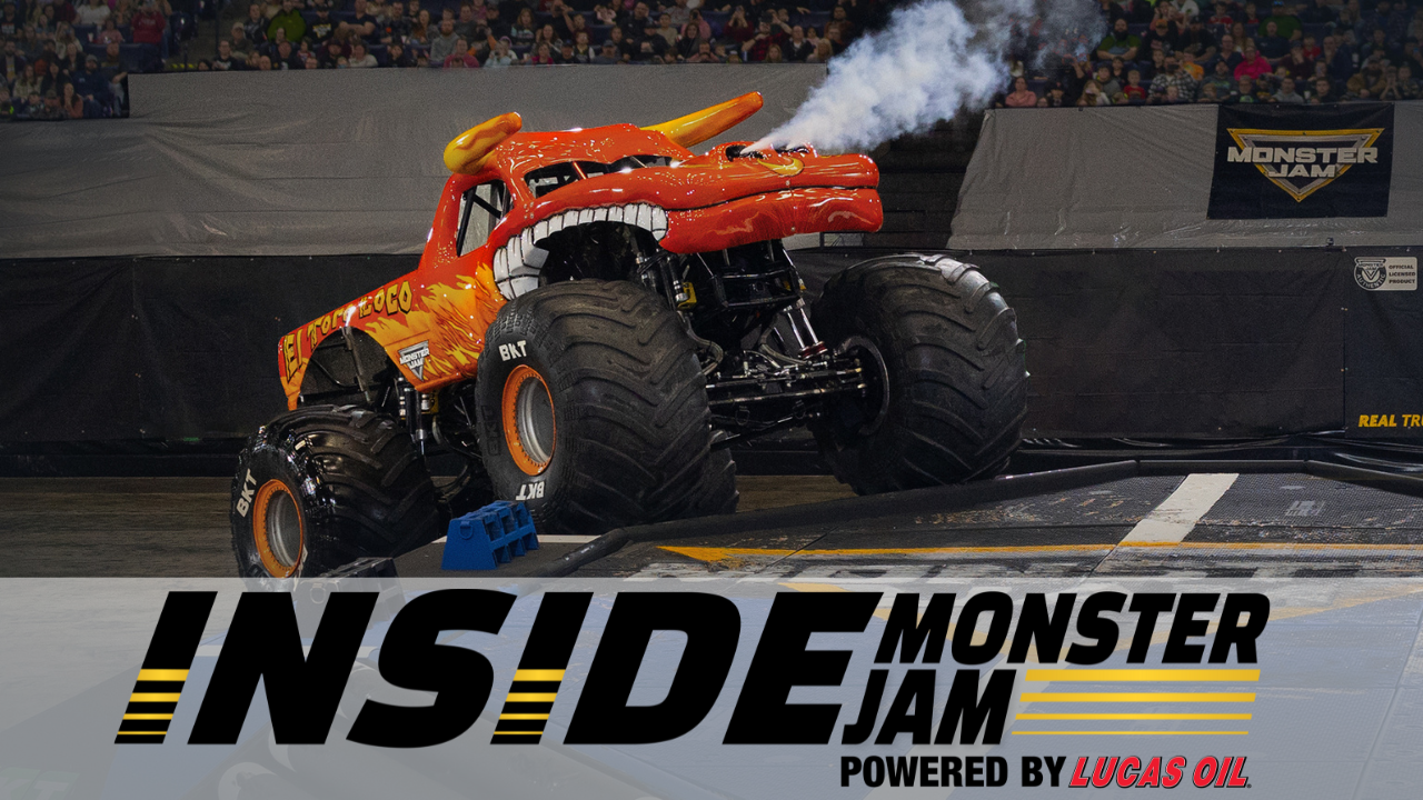 Photo of El Toro Loco on the Monstergon with the Inside Monster Jam logo