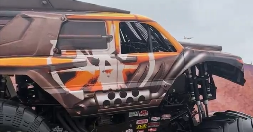 Fortnite Monster Jam truck on display in the Pit Party.
