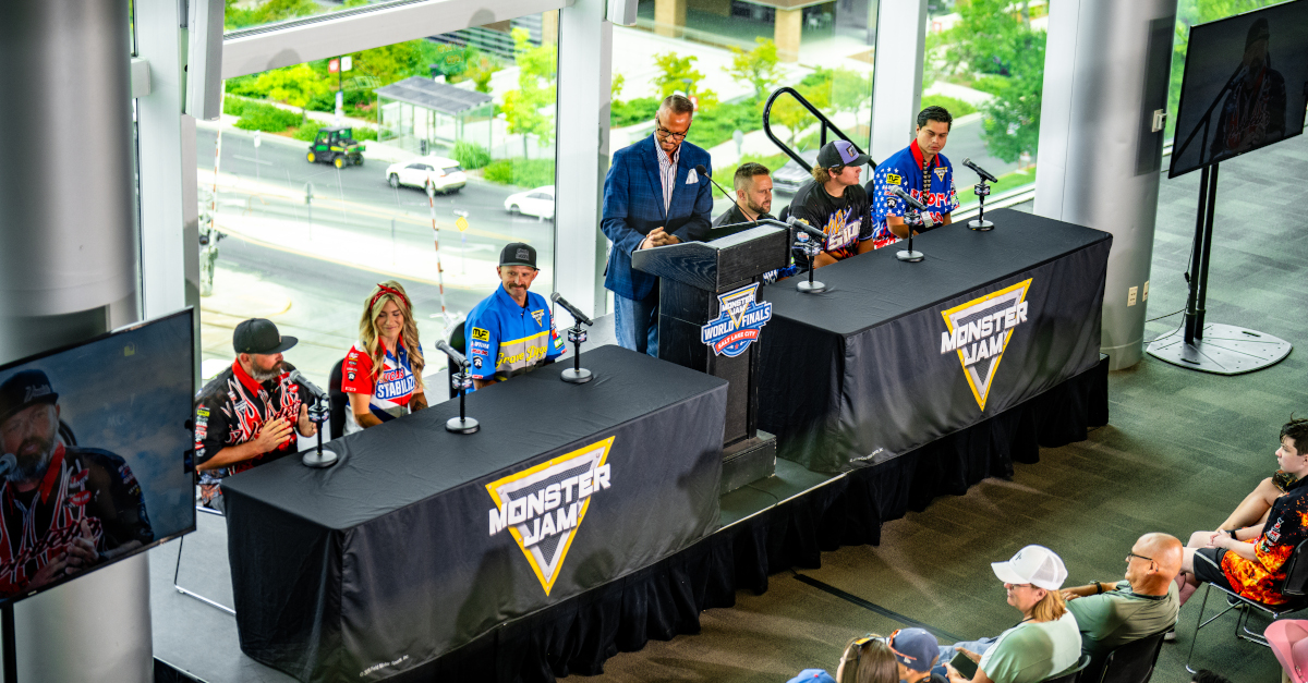Overhead view of the Monster Jam press conference