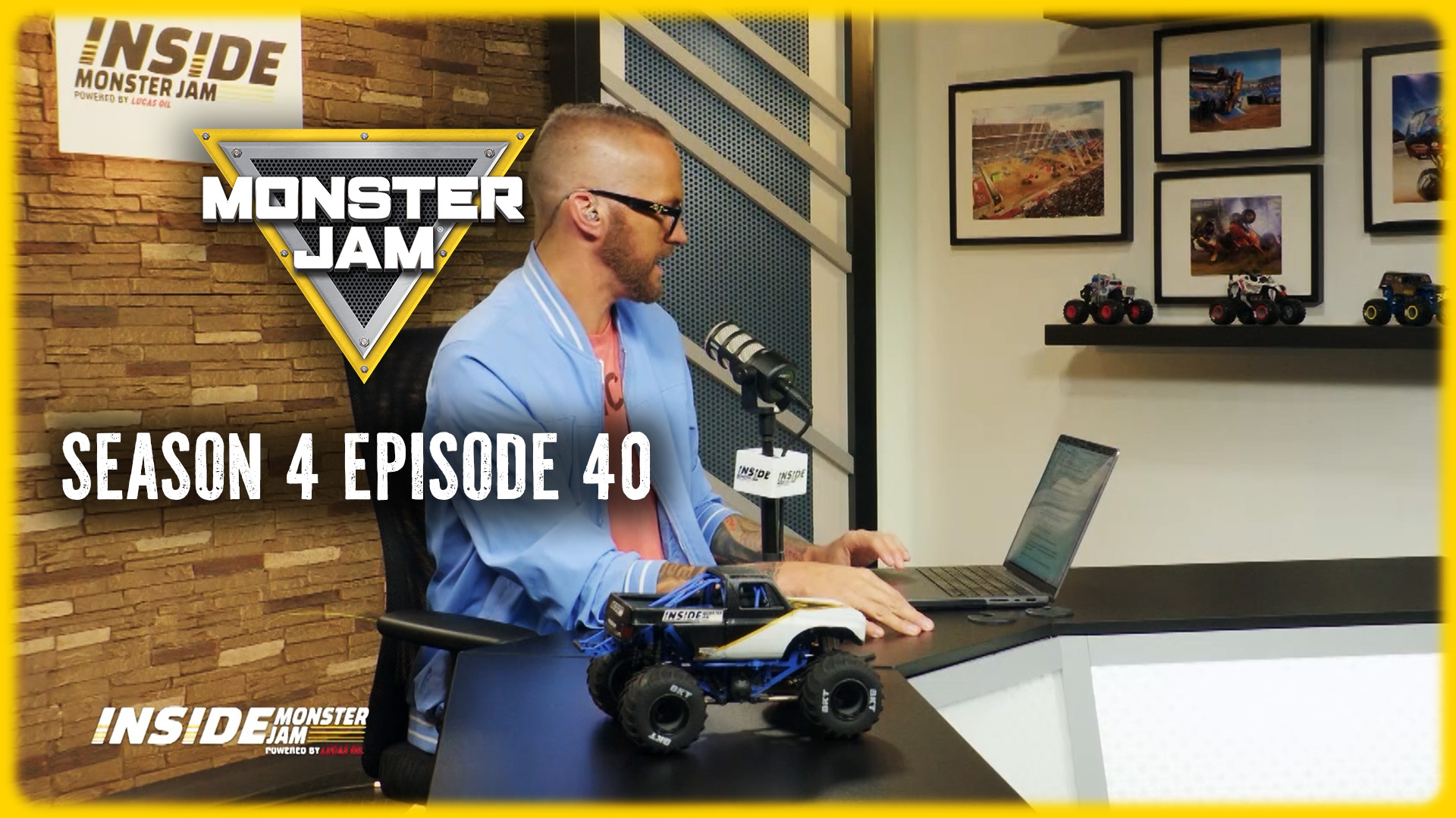 Image of Scott Jordan with his laptop and caption: Inside Monster Jam - Season 4 Episode 40
